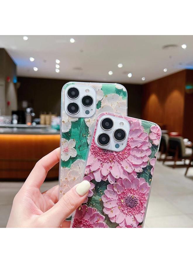 S-TOP Case For iPhone 13 Pro Gold Foil Oil Painting Epoxy TPU Phone Case - Image 5