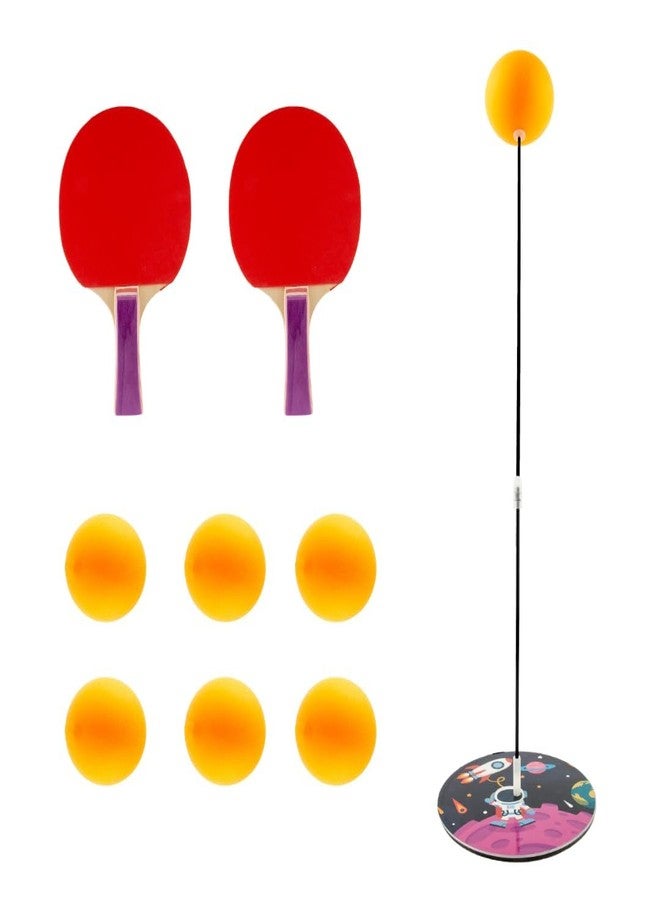 MOROVIK Indoor Outdoor Ping Pong Table Tennis Trainer with 2 Wooden Rackets & 6 Balls | Sports Toy for Teenagers & Kids | Birthday Gift Ping Pong Table Tennis Black (Multi) (Black) - Image 1