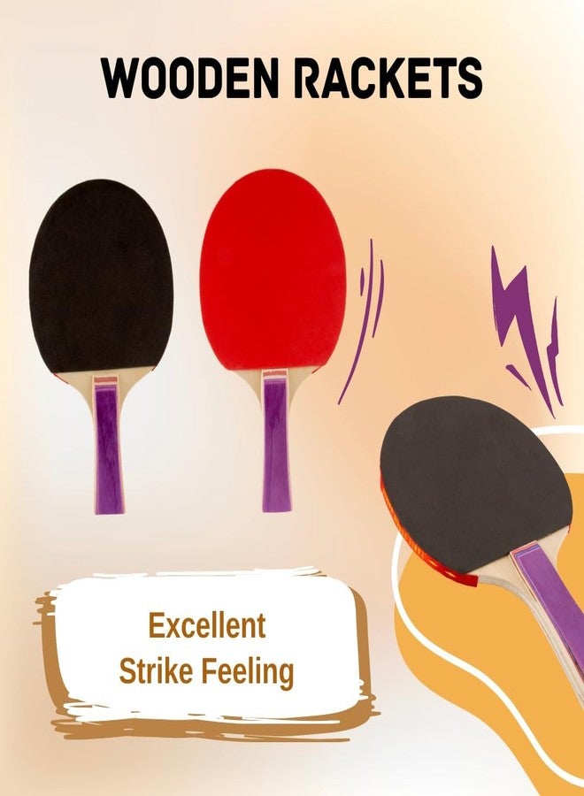 MOROVIK Indoor Outdoor Ping Pong Table Tennis Trainer with 2 Wooden Rackets & 6 Balls | Sports Toy for Teenagers & Kids | Birthday Gift Ping Pong Table Tennis Black (Multi) (Black) - Image 3