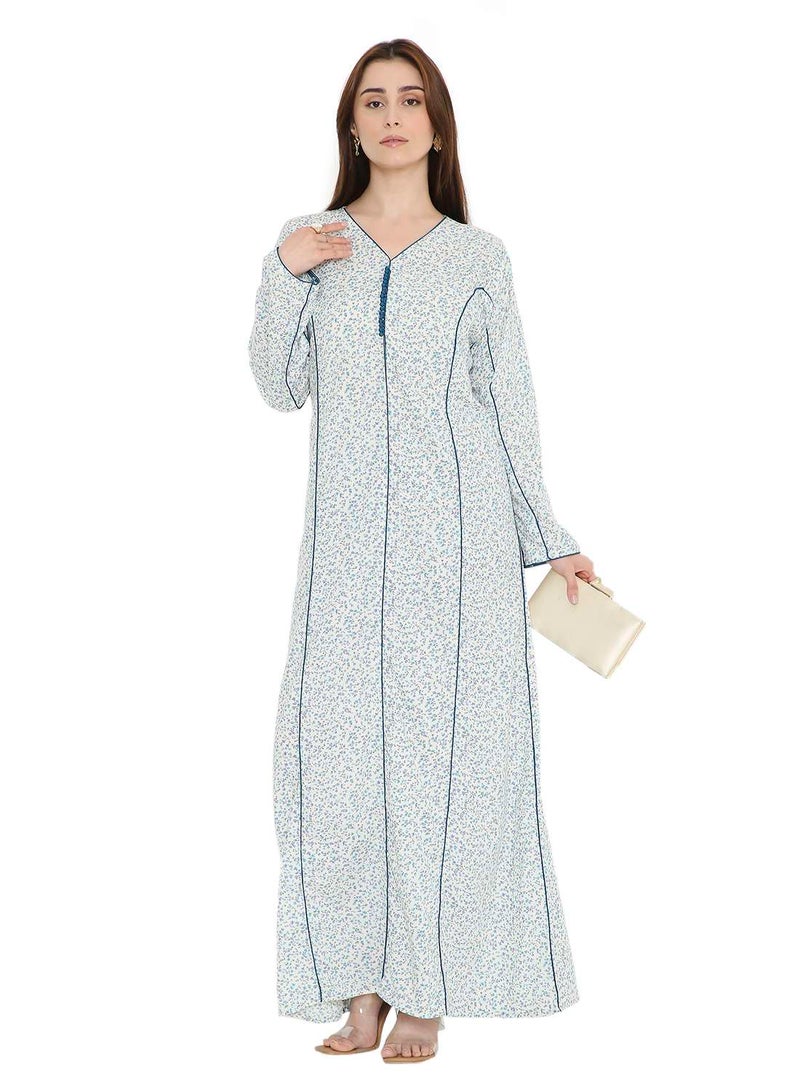 هانا آند سارا جلابية كفتان عربية أنيقة بطبعة طويلة رفيعة - Image 5