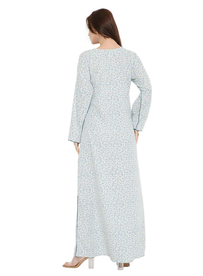 هانا آند سارا جلابية كفتان عربية أنيقة بطبعة طويلة رفيعة - Image 2