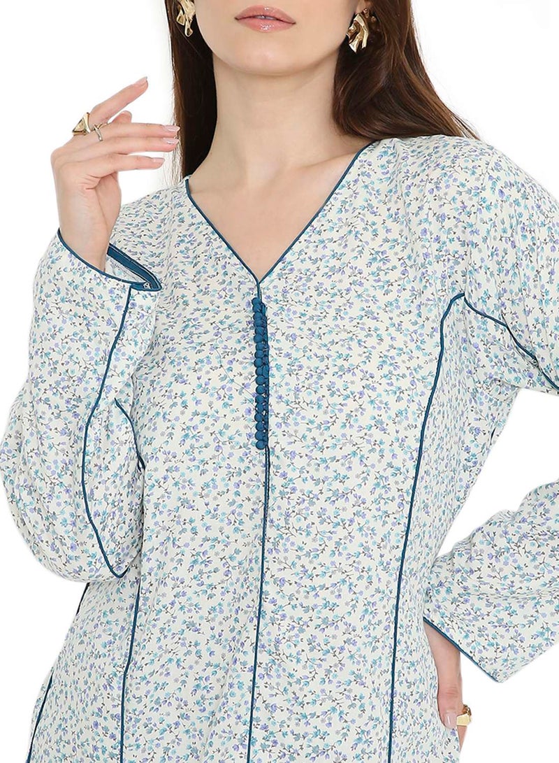 هانا آند سارا جلابية كفتان عربية أنيقة بطبعة طويلة رفيعة - Image 3