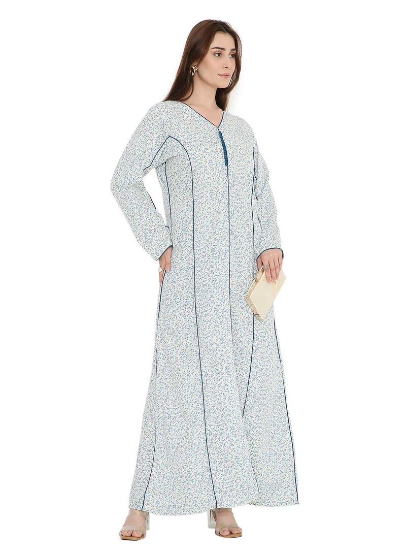 هانا آند سارا جلابية كفتان عربية أنيقة بطبعة طويلة رفيعة - Image 1