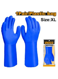 INGCO PVC Industrial Gloves, Padded Gloves, Heavy Duty, Water And Wear-resistance, Size: XL 30cm- HGVP04  - Image 2