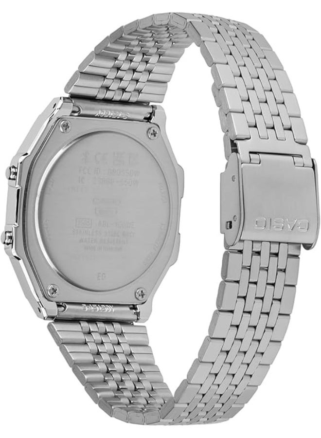 كاسيو ساعة كاسيو الرقمية للجنسين بحركة كوارتز مع سوار من الفولاذ المقاوم للصدأ ، فضية، سوار - Image 3