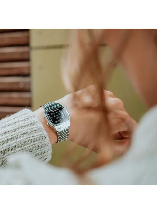 كاسيو ساعة كاسيو الرقمية للجنسين بحركة كوارتز مع سوار من الفولاذ المقاوم للصدأ ، فضية، سوار - Image 4