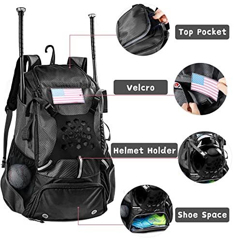 VIGEGARI Youth Baseball Backpack - Adults Bat Bag, Softball Equipment & Accessories Holder for Bat, Glove, Helmet, Shoes - Image 5