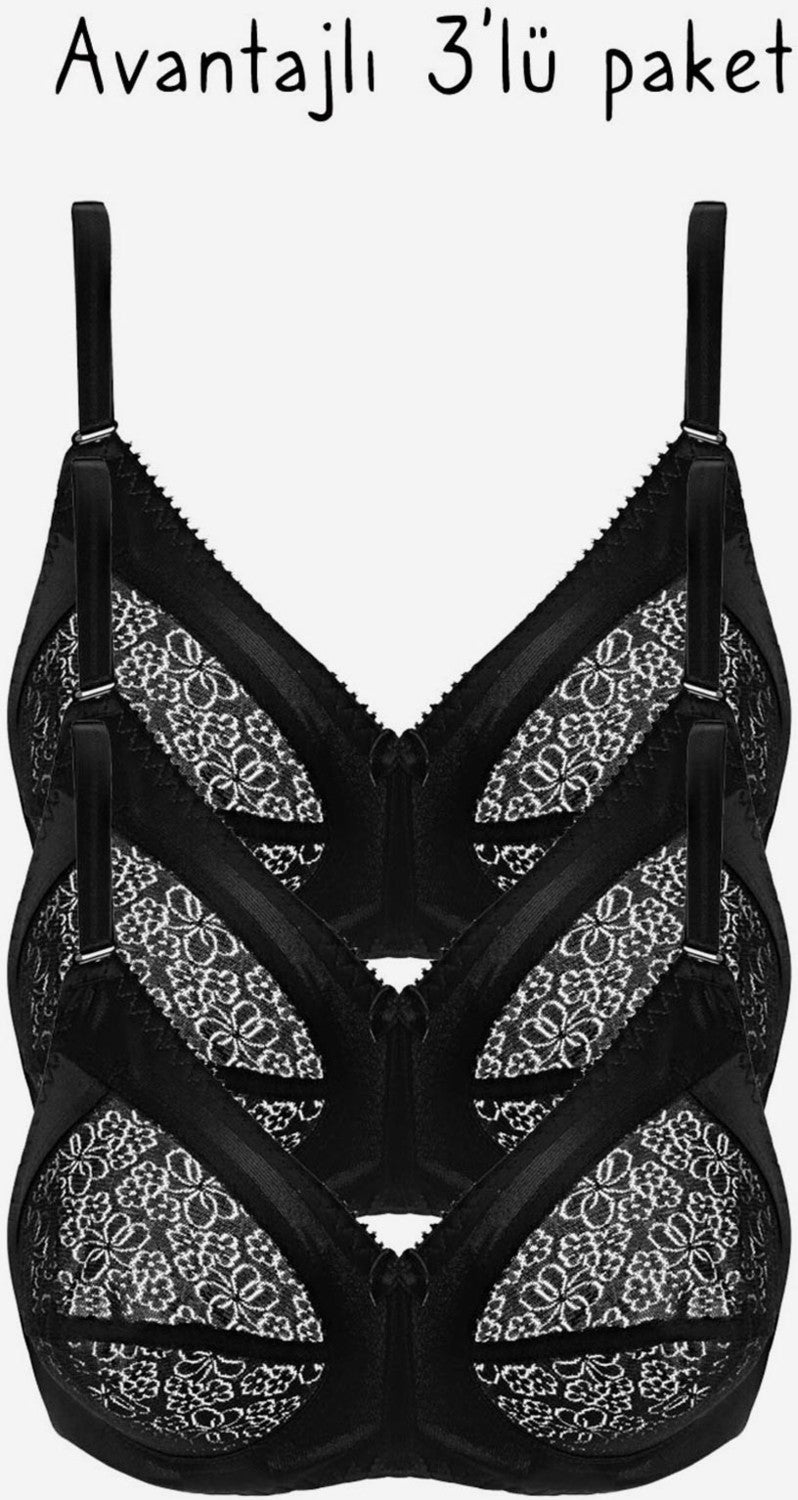 Ayyıldız 777 Black Minimizing Bra 3-Pack  - Image 1