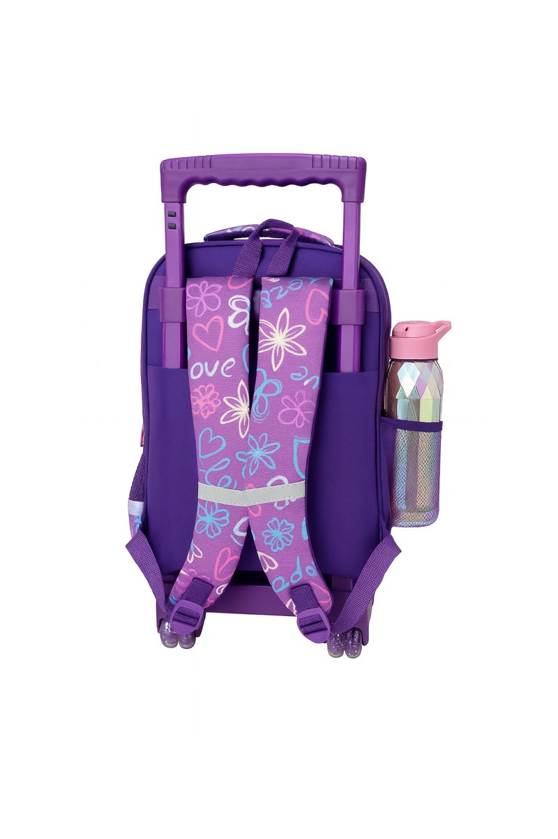 مجموعة شنطة مدرسية فاخرة بعجلات للأطفال – 3 قطع (شنطة بعجلات + حقيبة طعام + مقلمة) – تصميم عصري للبنات والأولاد - Image 3