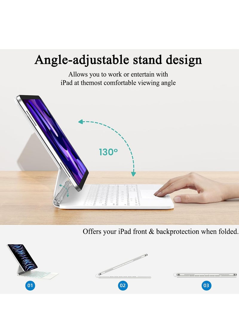 QPHWHFQ - QPHWHFQ Magic Keyboard for iPad Air 11"(M3,2025 / M2,2024)/iPad Air 4/5, iPad Pro 11 Inch(2018/2020/2021/2022), Wireless Backlit iPad Keyboard Case with Support, Multi-Touch Trackpad, English. - Image 1