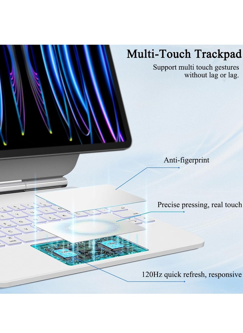 QPHWHFQ - QPHWHFQ Magic Keyboard for iPad Air 11"(M3,2025 / M2,2024)/iPad Air 4/5, iPad Pro 11 Inch(2018/2020/2021/2022), Wireless Backlit iPad Keyboard Case with Support, Multi-Touch Trackpad, English. - Image 1