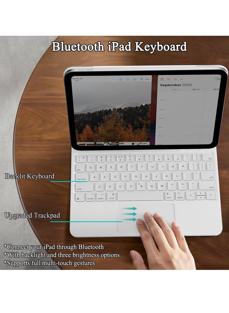 QPHWHFQ - QPHWHFQ Magic Keyboard for iPad Air 11"(M3,2025 / M2,2024)/iPad Air 4/5, iPad Pro 11 Inch(2018/2020/2021/2022), Wireless Backlit iPad Keyboard Case with Support, Multi-Touch Trackpad, English. - Image 1