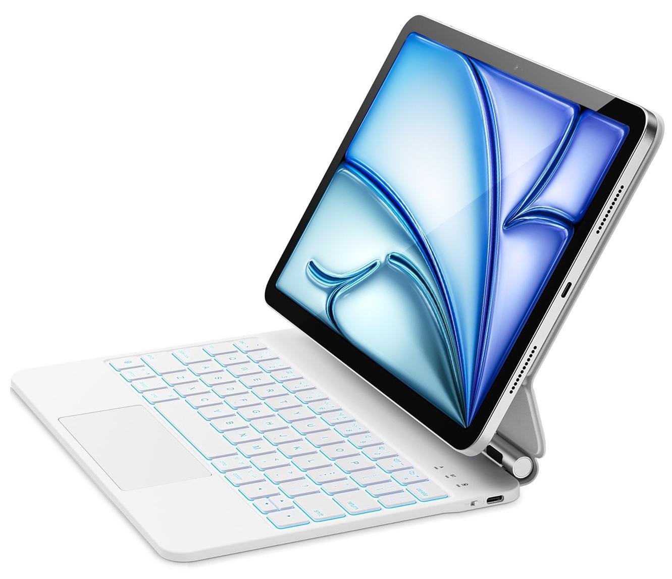QPHWHFQ Magnetic Keyboard for iPad Air 11" M4/M3/M2 & iPad Air 5th/4th & iPad Pro 11"(1st/2nd/3rd/4th), Keyboard Case with Magnetic Stand, Multi-Touch Trackpad, 7-Color Backlight, White English