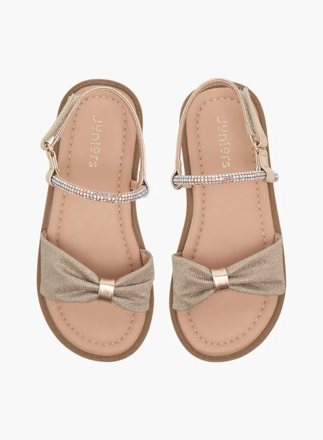 جونيورز Girls Embellished Sandals with Hook and Loop Closure Ramadan Collection