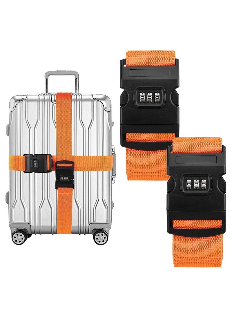 Generic 2 Pack Luggage Straps, Lock Buckle Strap Adjustable Waist Belt For Suitcase With Travel Belt Accessory (Orange)  - Image 1