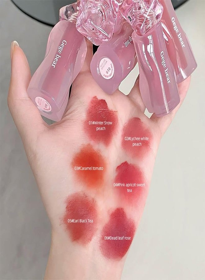 Gege Bear Lip Mud Matte Cream | Waterproof Long Lasting Lipstick Combo Set for Women | Lightweight Lips Color for Daily Use | Glossy Finish with Multicolor Shades Like Red, Brown or Baby Pink | Perfect Lipcare of All Girls (02# Lychee White Peach, 2g) - Image 2