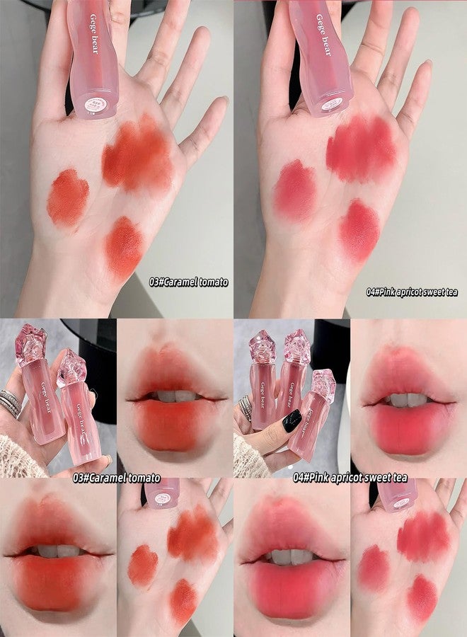 Gege Bear Lip Mud Matte Cream | Waterproof Long Lasting Lipstick Combo Set for Women | Lightweight Lips Color for Daily Use | Glossy Finish with Multicolor Shades Like Red, Brown or Baby Pink | Perfect Lipcare of All Girls (02# Lychee White Peach, 2g) - Image 4