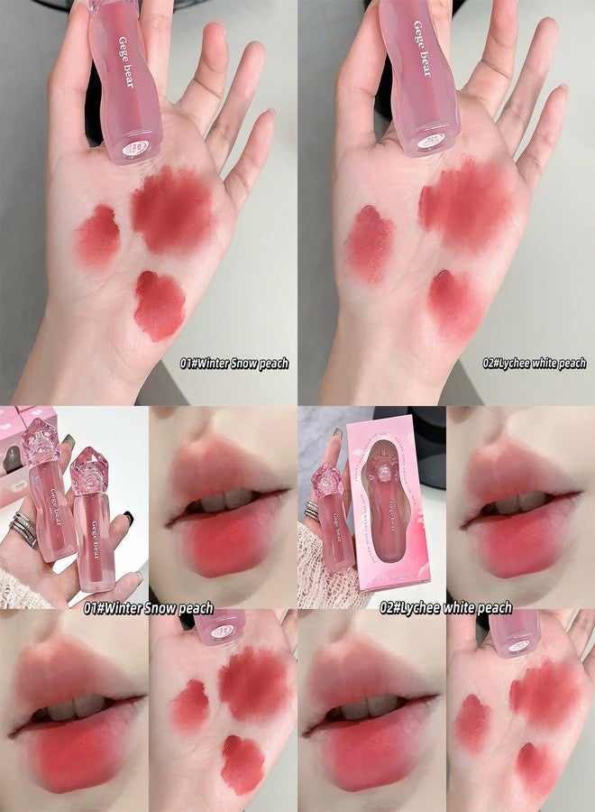Gege Bear Lip Mud Matte Cream | Waterproof Long Lasting Lipstick Combo Set for Women | Lightweight Lips Color for Daily Use | Glossy Finish with Multicolor Shades Like Red, Brown or Baby Pink | Perfect Lipcare of All Girls (02# Lychee White Peach, 2g) - Image 3