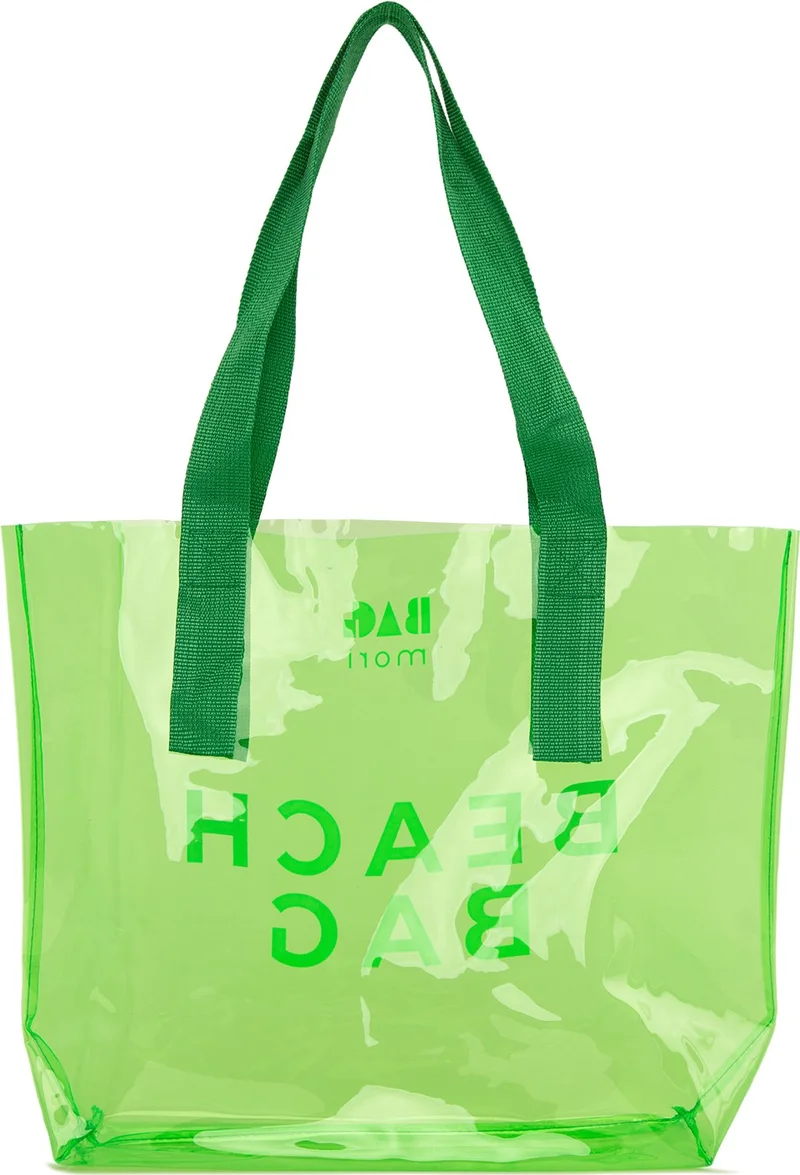 Bagmori Green Beach Bag Printed Transparent Beach Bag
