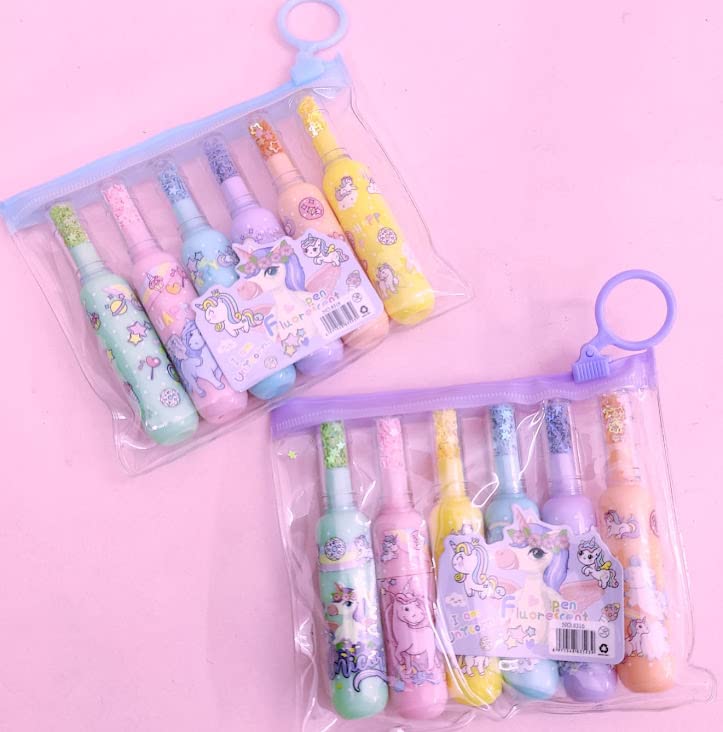 Tera13 TERA 13 Highlighter For Girls (2 Set 12 Pcs) Unicorn Theme Highlighter For Girls, Marker Pen, Colorful Highligher Marker Pen For Kids, Stationary Items, Return Gifts, Multi - Image 1