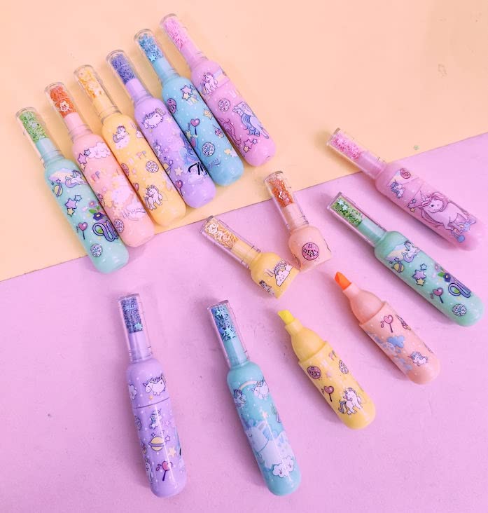 Tera13 TERA 13 Highlighter For Girls (2 Set 12 Pcs) Unicorn Theme Highlighter For Girls, Marker Pen, Colorful Highligher Marker Pen For Kids, Stationary Items, Return Gifts, Multi - Image 2