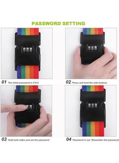 FALMER 2 Pack Travel Luggage Strap Packing Belt Adjustable Suitcase Straps Packing Accessories with Buckle, Combination Lock Rainbow Color  - Image 4
