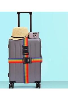 FALMER 2 Pack Travel Luggage Strap Packing Belt Adjustable Suitcase Straps Packing Accessories with Buckle, Combination Lock Rainbow Color  - Image 5