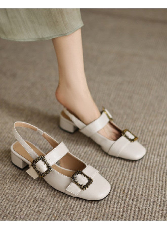 AME Baotou Backless Sandals 2025 New Round Toe Youthful Fashionable Versatile Strap Buckle Sandals For Women - Image 1