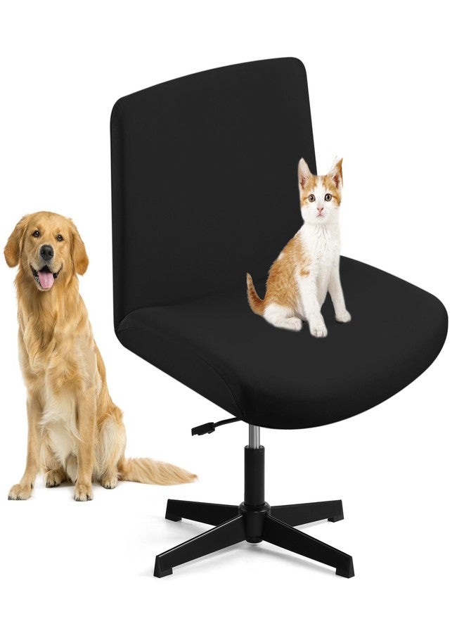 Fuloon Criss Cross Chair Cover, Waterproof, Stretchable, Solid, Suited for Armless/Office/Desk/Mid Back Wide Seat/Computer/Task/Vanity/Accent Chair (Black) - Image 1