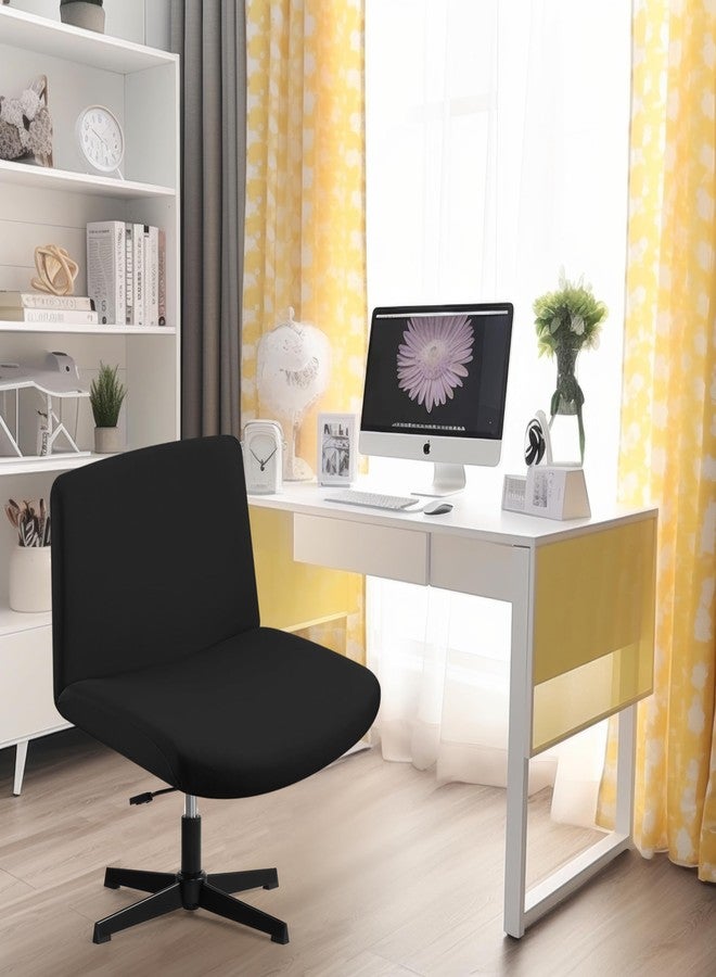 Fuloon Criss Cross Chair Cover, Waterproof, Stretchable, Solid, Suited for Armless/Office/Desk/Mid Back Wide Seat/Computer/Task/Vanity/Accent Chair (Black) - Image 4