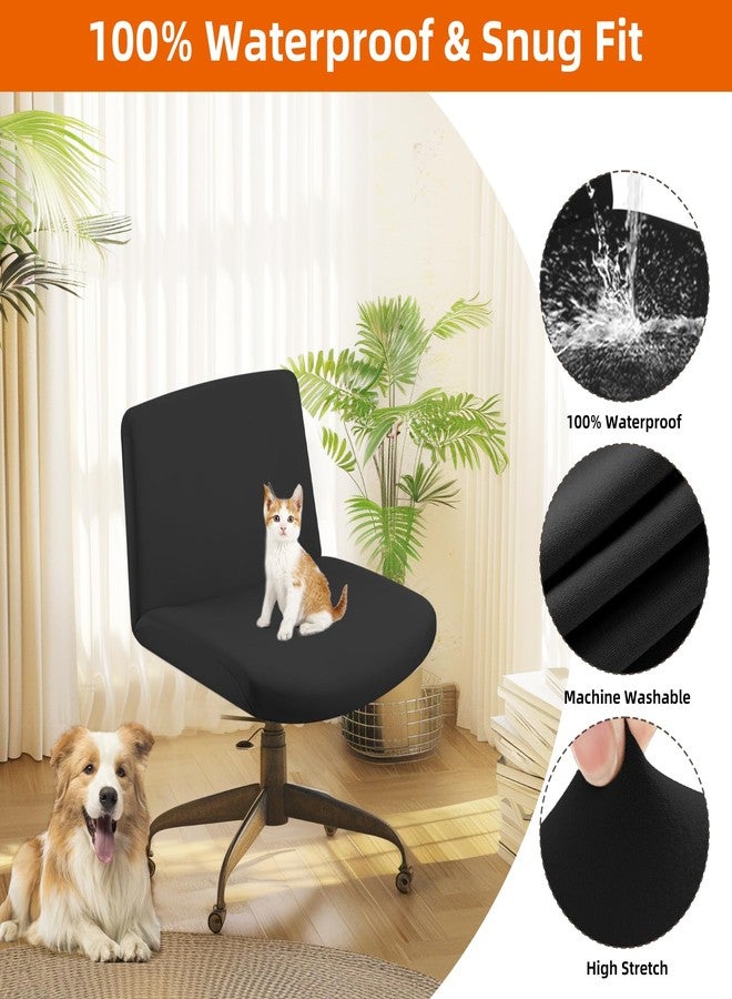 Fuloon Criss Cross Chair Cover, Waterproof, Stretchable, Solid, Suited for Armless/Office/Desk/Mid Back Wide Seat/Computer/Task/Vanity/Accent Chair (Black) - Image 2