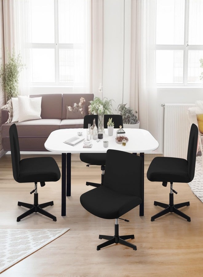 Fuloon Criss Cross Chair Cover, Waterproof, Stretchable, Solid, Suited for Armless/Office/Desk/Mid Back Wide Seat/Computer/Task/Vanity/Accent Chair (Black) - Image 5