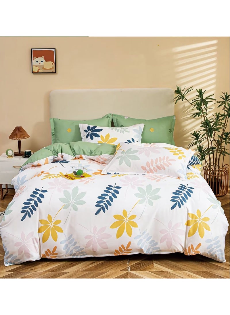 الرائد طقم غطاء لحاف فائق النعومة مقاس كينج مكون من 6 قطع مع سحاب إغلاق - يتضمن سرير سهل العناية ملاءة جاهزة مقاس 200 × 200 + 25 سم، وغطاء لحاف مقاس 220 × 240 سم، و4 أكياس وسائد مقاس 50 × 75 سم