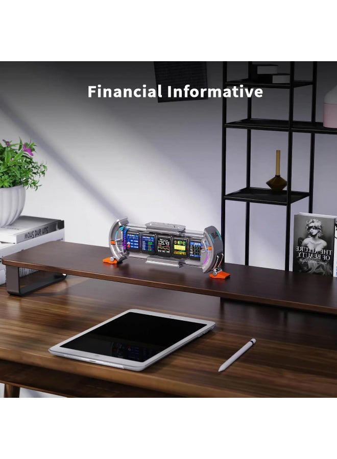 ديفوم تايمز جيت - ساعة رقمية لطيفة للالعاب مع تطبيق ذكي، تدعم التنبؤ بالطقس، سوق الاسهم/سعر الصرف، وسائل التواصل الاجتماعي، عرض فني بكسل للاعبين وديكور المكتب المنزلي (فضي) - Image 2