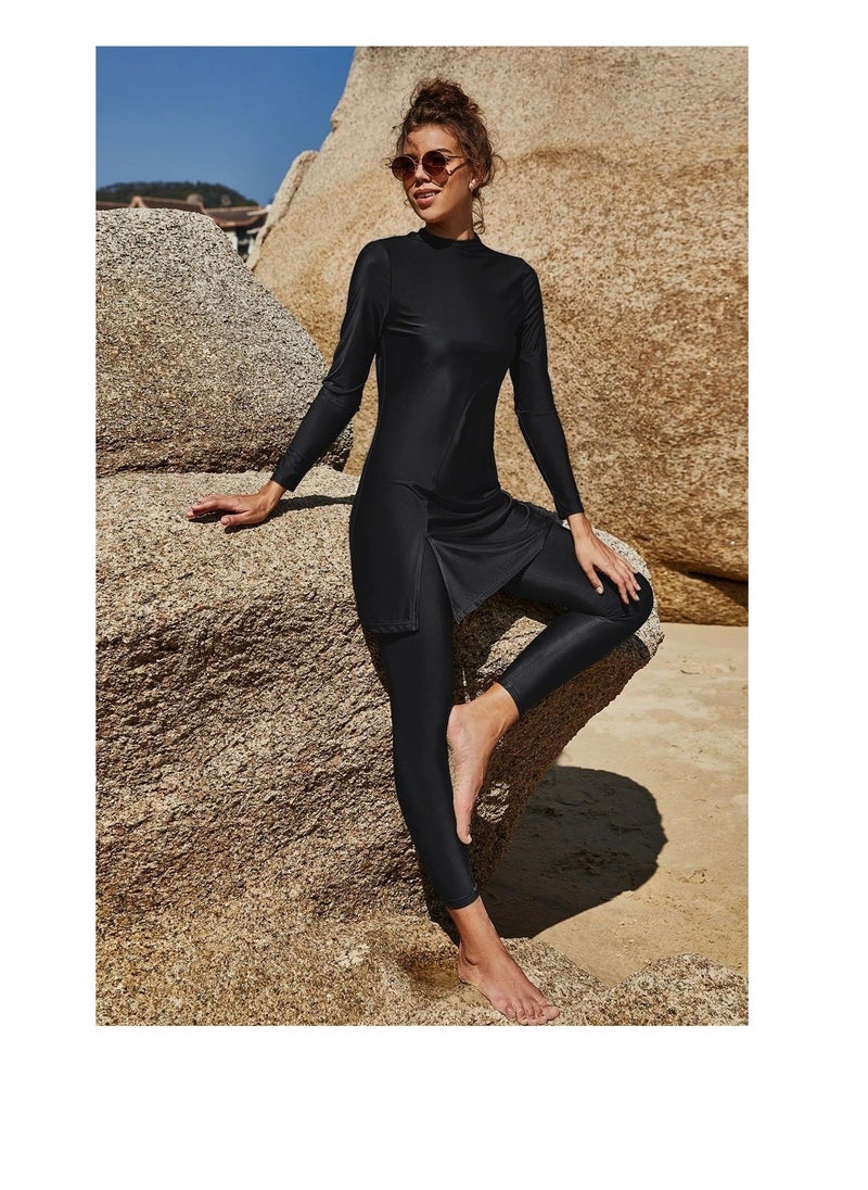 NADANBAO Muslim Swimsuits for Women Modest Islamic Swimwear Burkini Full Cover Rash Guard Top Pants Set Two Piece Bathing Suits, - Image 1