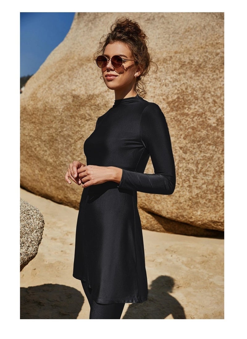 NADANBAO Muslim Swimsuits for Women Modest Islamic Swimwear Burkini Full Cover Rash Guard Top Pants Set Two Piece Bathing Suits, - Image 4