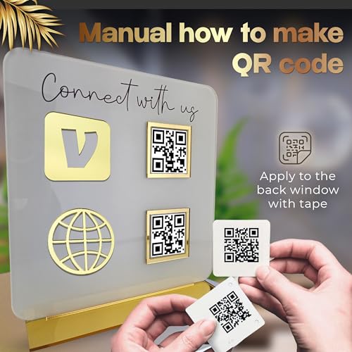 Skywin Acrylic QR Code Sign for Business Elegant Custom Cash App QR Code Sign Display Holder for Home and Office Desk Decor White - Image 3
