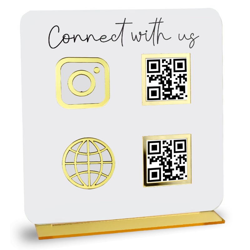 Skywin Acrylic QR Code Sign for Business Elegant Custom Cash App QR Code Sign Display Holder for Home and Office Desk Decor White - Image 2