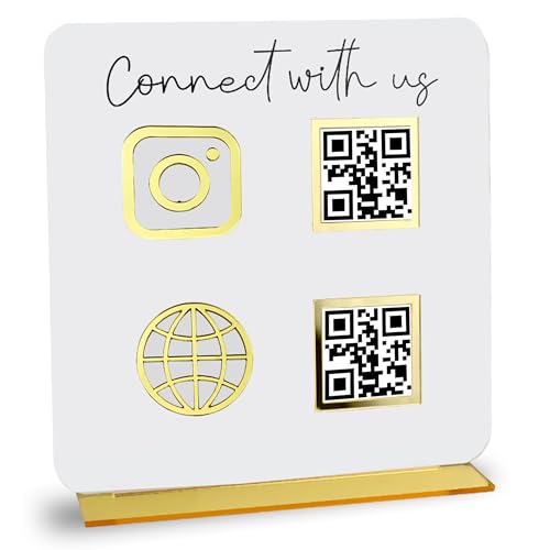 Skywin Acrylic QR Code Sign for Business Elegant Custom Cash App QR Code Sign Display Holder for Home and Office Desk Decor White - Image 1