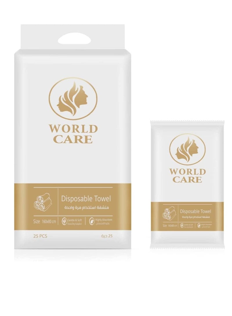 World Care Disposable Towels 160*80 , 25 Pieces - Image 1