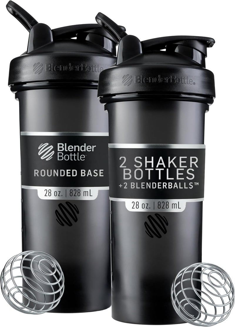 BlenderBottle Blender Bottle Classic V2 Shaker Perfect for Protein Shakes and Pre Workout, 28-Ounce, Black, 2 Pack - Image 1