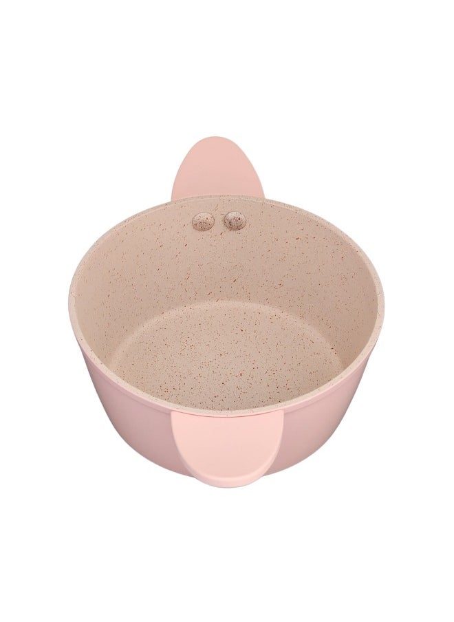 Happy Home - Non-Stick Ceramic Pot with Glass Lid and Steam Vent 14Cm- Pink - Image 1