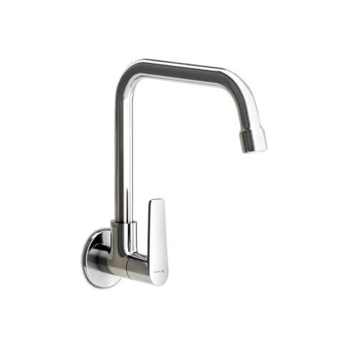 Kohler Fore Arc Kitchen Faucet | Wall Mounted Kitchen Sink Tap | Cold-Only Single Lever Faucet with 360° Swivel Spout | Water Saving Aerated Flow, Polished Chrome Finish, 10 yrs Warranty - Image 1