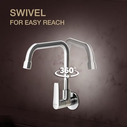 Kohler Fore Arc Kitchen Faucet | Wall Mounted Kitchen Sink Tap | Cold-Only Single Lever Faucet with 360° Swivel Spout | Water Saving Aerated Flow, Polished Chrome Finish, 10 yrs Warranty - Image 5