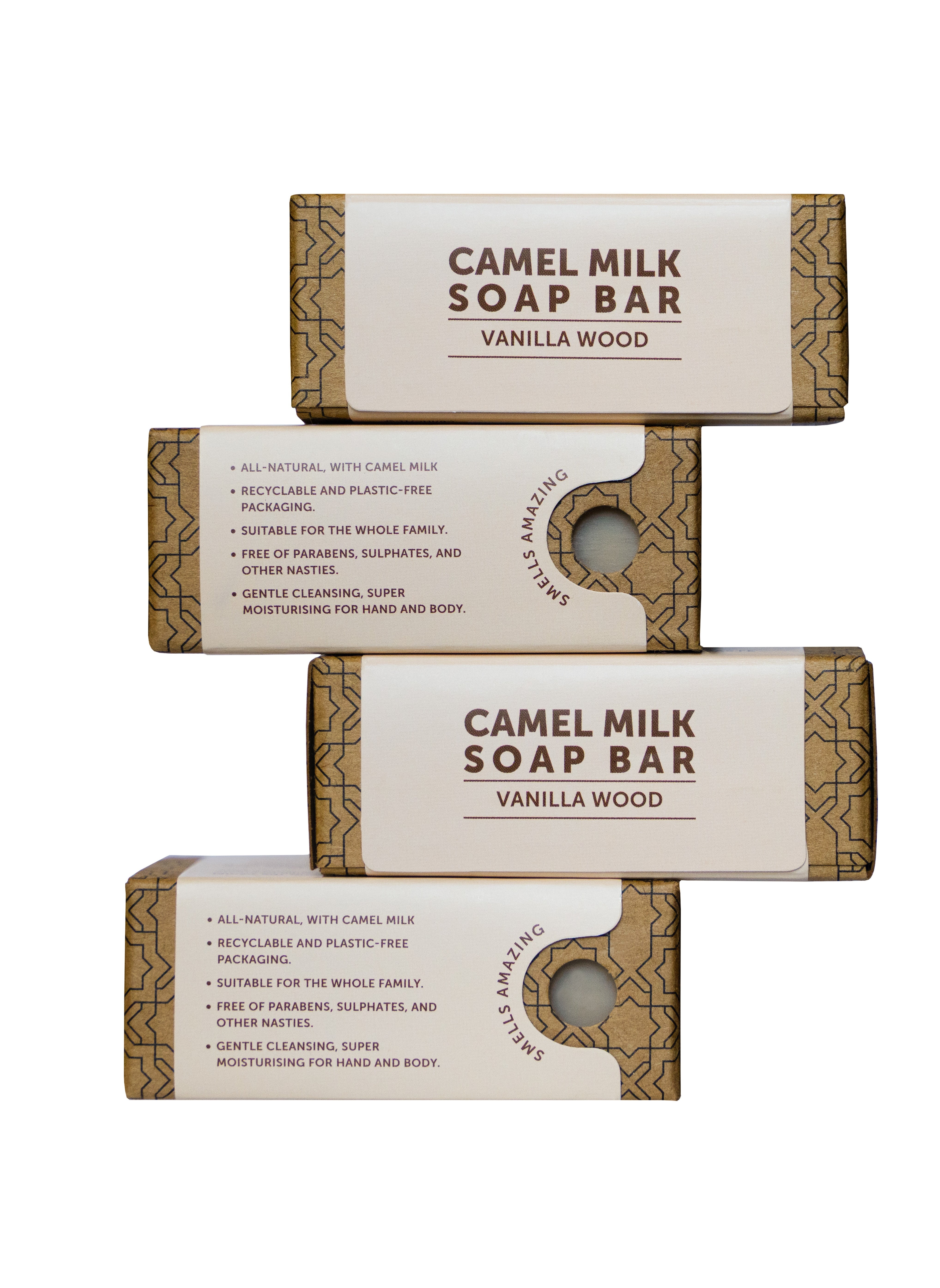 The Camel Soap Factory مصنع صابون الجمل - صابون طبيعي مطحون عربي - 4 × خشب الفانيليا 