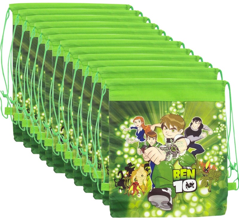 Asera 12 Pcs Ben 10 Dori Bag Haversack Bag Gift Bags for boys Birthday Return Gifts for Kids Ben10 theme party - Image 1