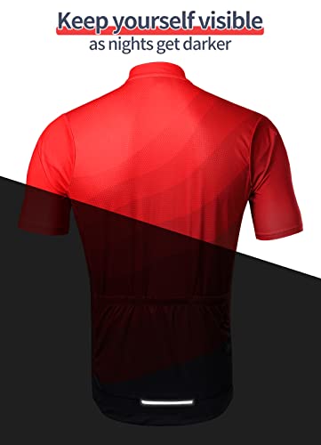 BERGRISAR Cycling Jersey Mens Bike Shirts Short Sleeve Bicycle Biking Clothes with Pockets Reflective Red Size Large - Image 5