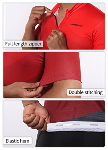 BERGRISAR Cycling Jersey Mens Bike Shirts Short Sleeve Bicycle Biking Clothes with Pockets Reflective Red Size Large - Image 3