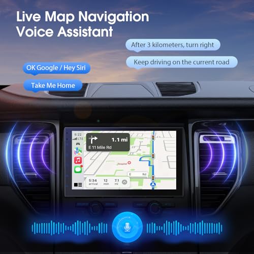 Haudio Double Din Car Stereo Radio with 7 inch HD Touchscreen, Wireless Apple Carplay & Android Auto, Bluetooth, SWC, Mirror Link, AUX,FM Car Radio Receiver(No backup reversing camera)|for All Vehicle - Image 3