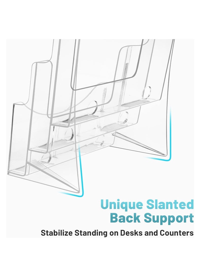 MARKQ [3 طبقات] حامل كتيبات أكريليك - حامل منشورات وفليرات شفاف لعرض الكتيبات والمستندات والأدبيات، حامل للتثبيت على الحائط أو الطاولة - Image 4